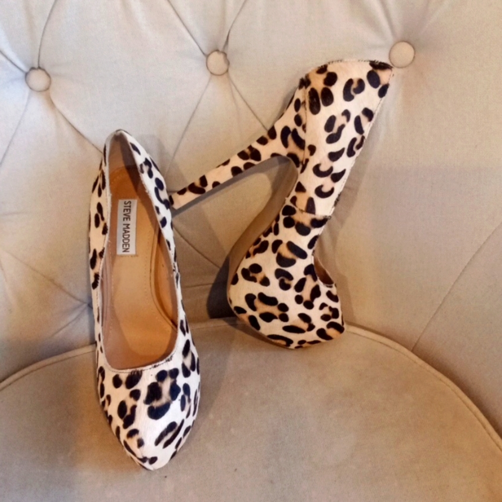 NEW Steve Madden Platform Fur Animal Print  Pumps